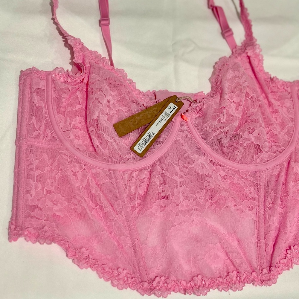 NWT SKIMS Stretch Lace Corset in Sz. 2XL - Cotton Candy